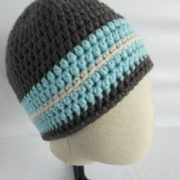Le bonnet gris et bleu en laine Coutances.