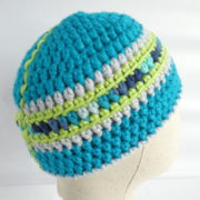 Bonnet en laine turquoise et gris Deauville – Image 3